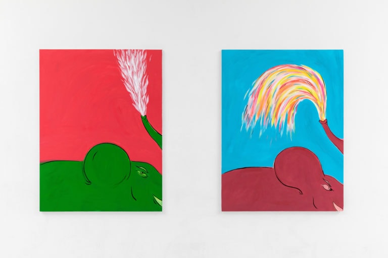 Elephant 1 and 2 130x97 cm each Acrylic on canvas John Fou 2019